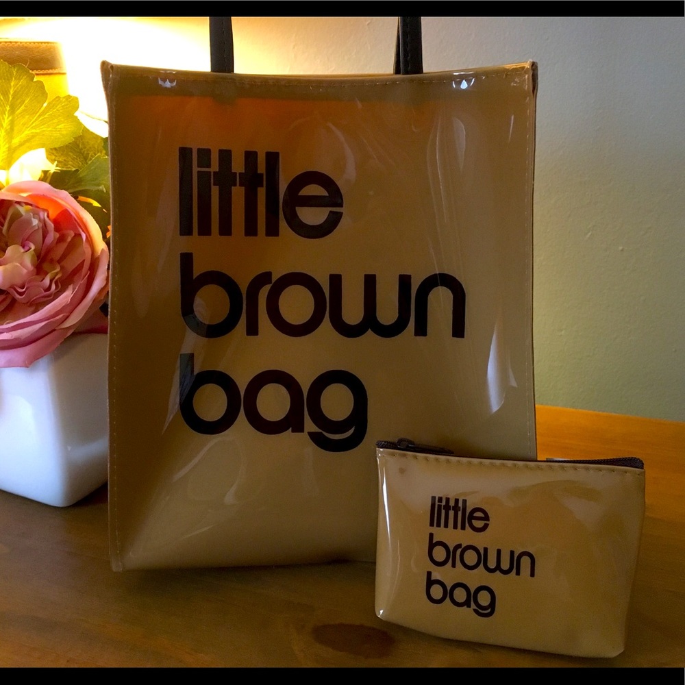Bloomingdales little brown bag and case.